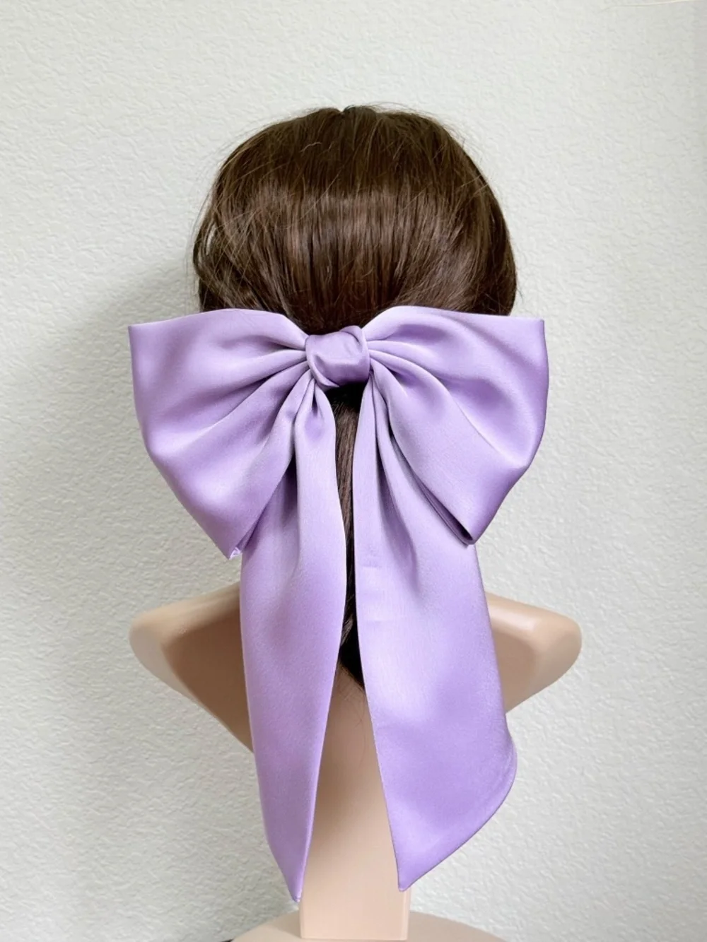 Silk satin violet oversized hair bow for women
